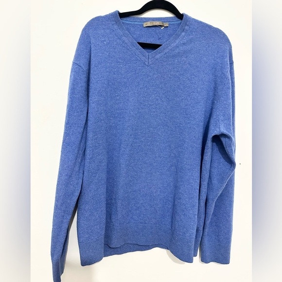 Raffi 100% Cashmere Long Sleeve V-Neck Pullover Sweater Blue XXL - Picture 1 of 4